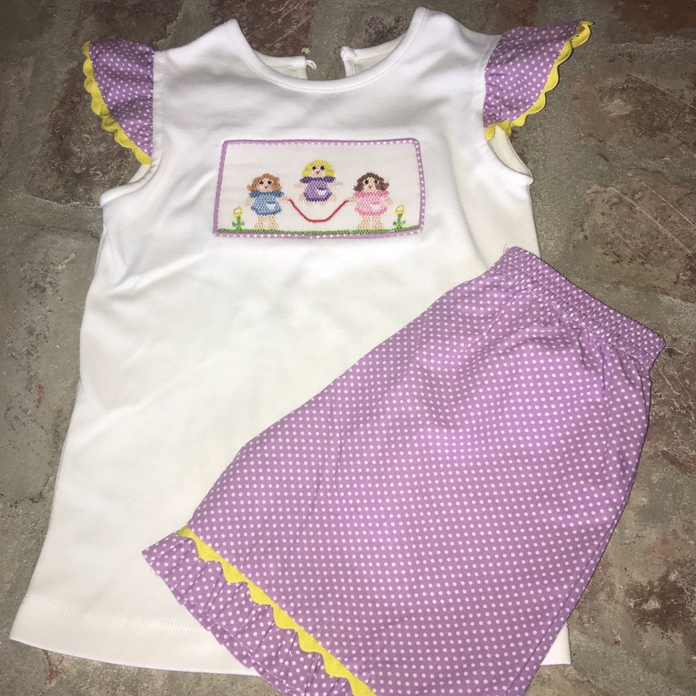 Smocked play shortset